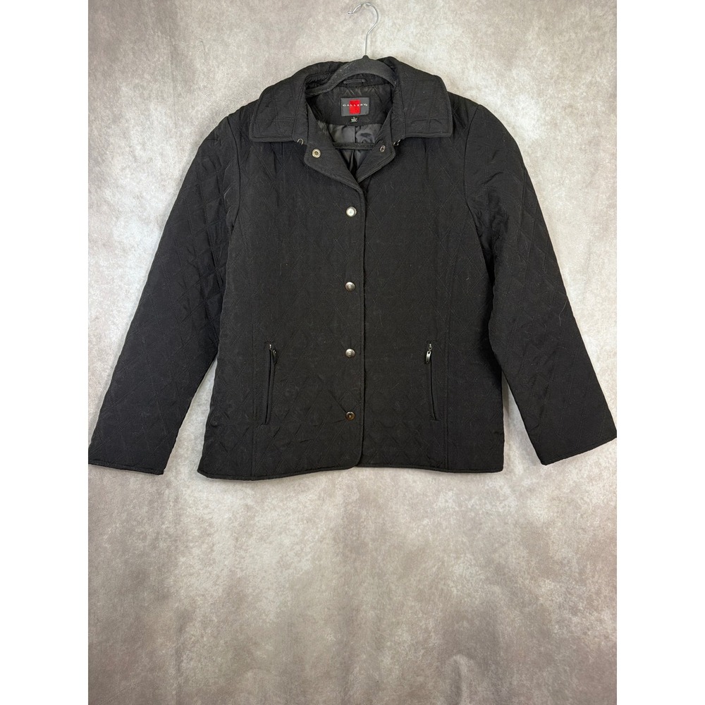 Gallery Quilted Black Button Front Lightweight Jacket Women's Size Large